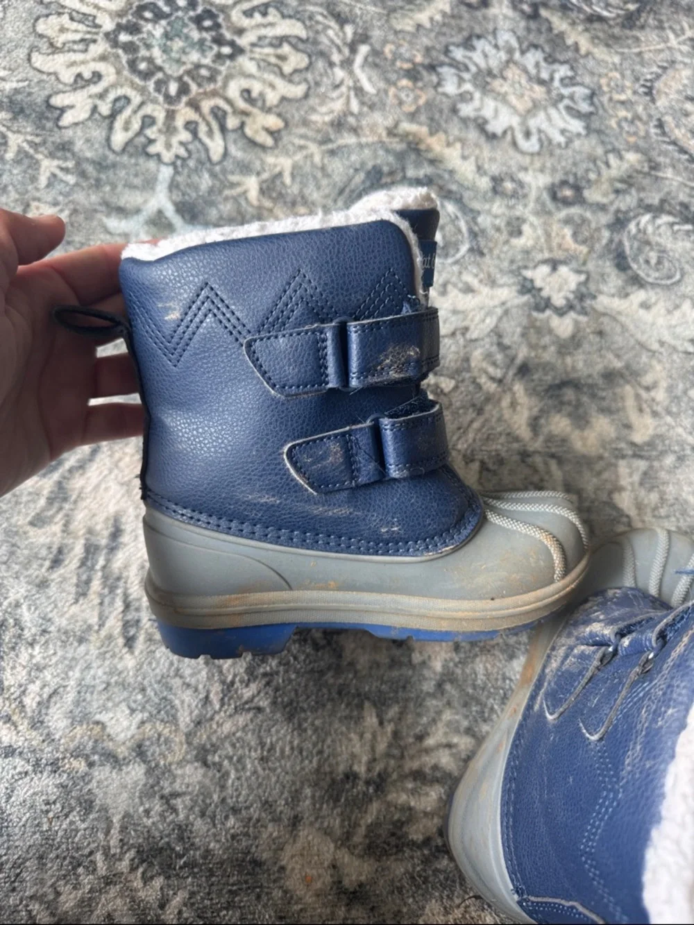Cat & Jack Navy and Gray Kids Waterproof Winter Boots